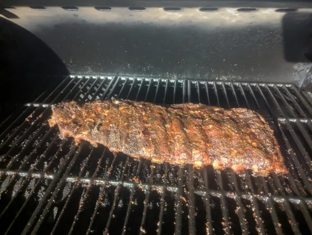 St. Louis ribs at about 190 F, before BBQ sauce is added